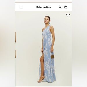 Reformation Evelyn dress, one shoulder, maxi dress w slit. Size 6